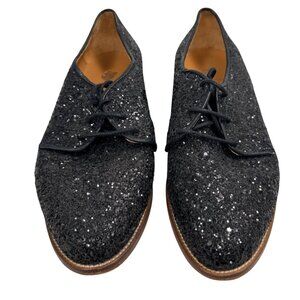 BOBBIES Paris Glitter Oxford Shoes 6.5 (37 EU)  Black Sparkle Derby Womens Flats